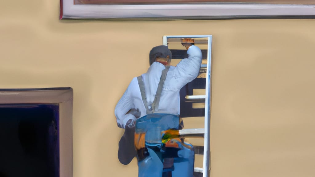 Man climbing ladder on Stanton, California home to replace roof
