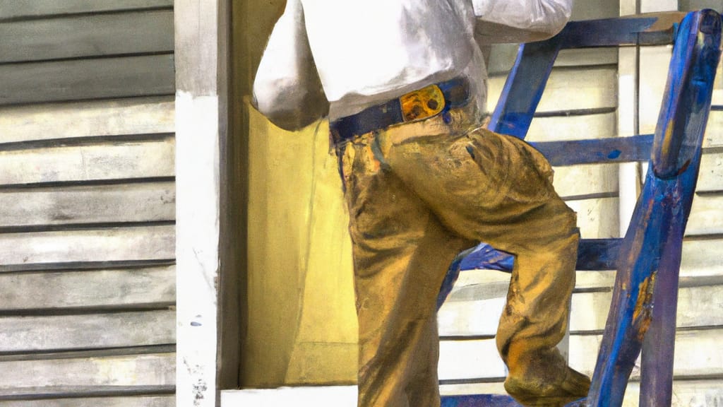 Man climbing ladder on Sulphur, Louisiana home to replace roof