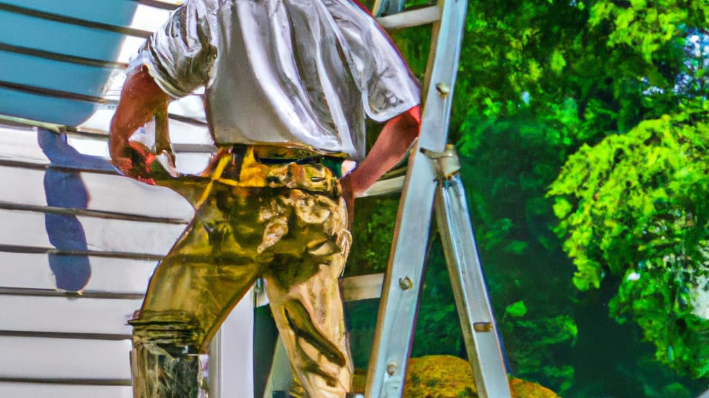 Man climbing ladder on Summerville, South Carolina home to replace roof