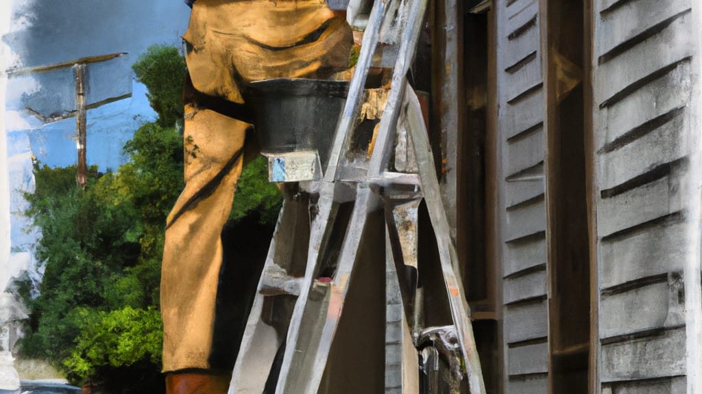 Man climbing ladder on Sumter, South Carolina home to replace roof