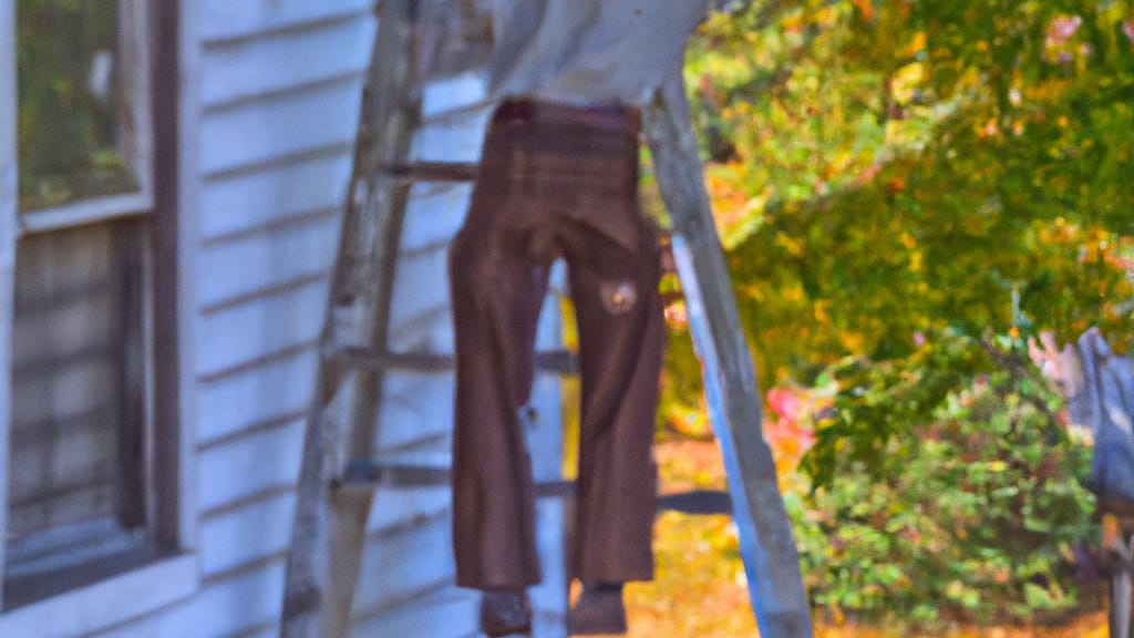 Man climbing ladder on Suncook, New Hampshire home to replace roof