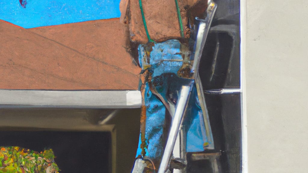 Man climbing ladder on Sunnyvale, California home to replace roof