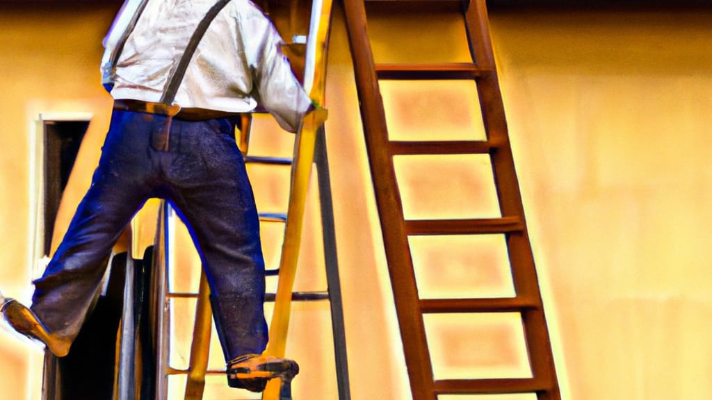 Man climbing ladder on Surprise, Arizona home to replace roof