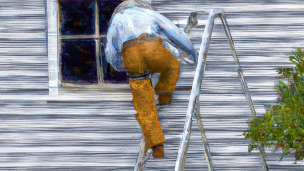 Man climbing ladder on Sylvester, Georgia home to replace roof