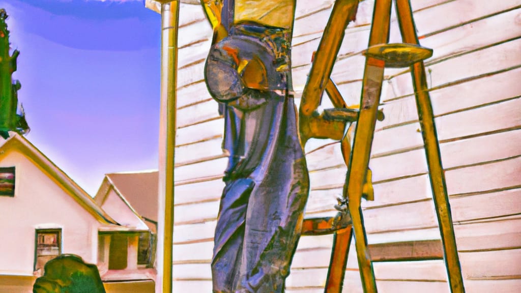 Man climbing ladder on Syracuse, Utah home to replace roof