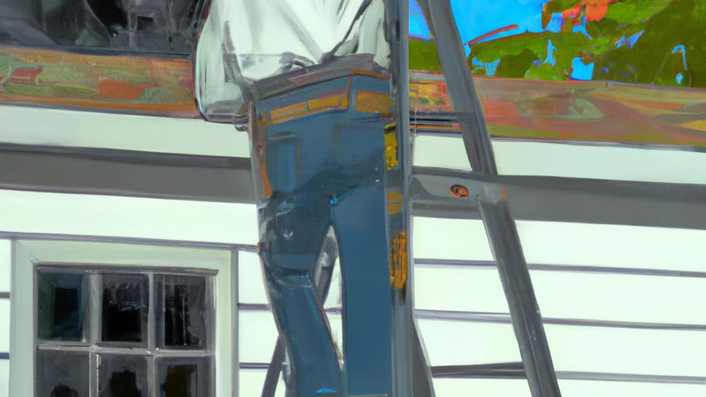Man climbing ladder on Taylor, Michigan home to replace roof