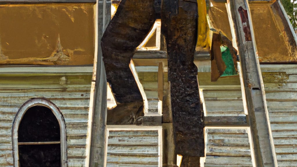 Man climbing ladder on Temple, Texas home to replace roof