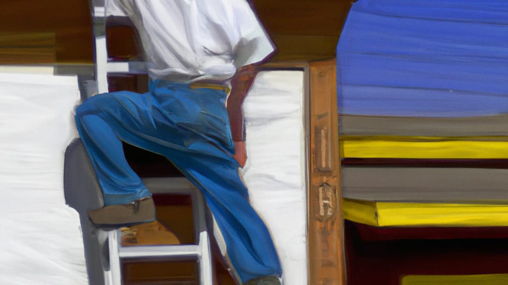Man climbing ladder on Thornton, Colorado home to replace roof