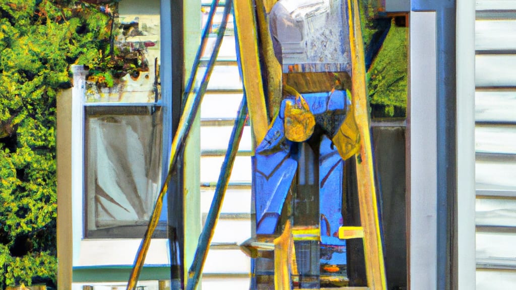 Man climbing ladder on Troy, Missouri home to replace roof