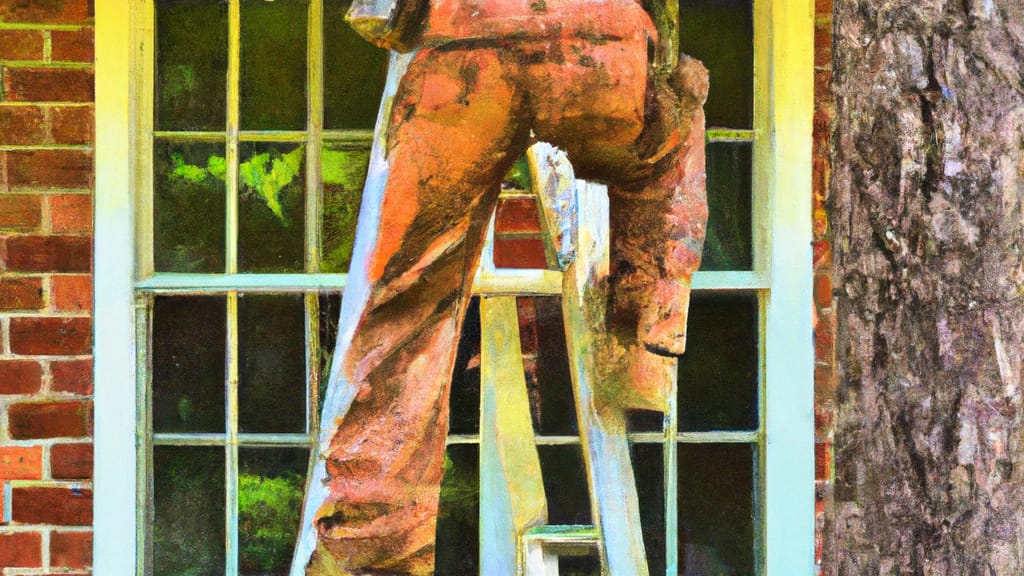 Man climbing ladder on Trussville, Alabama home to replace roof