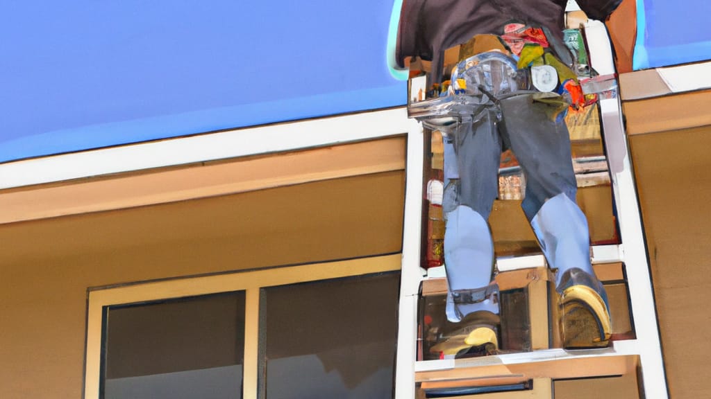 Man climbing ladder on Tustin, California home to replace roof
