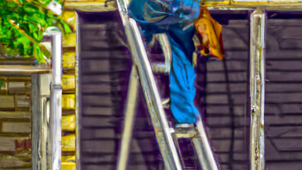 Man climbing ladder on Universal City, Texas home to replace roof