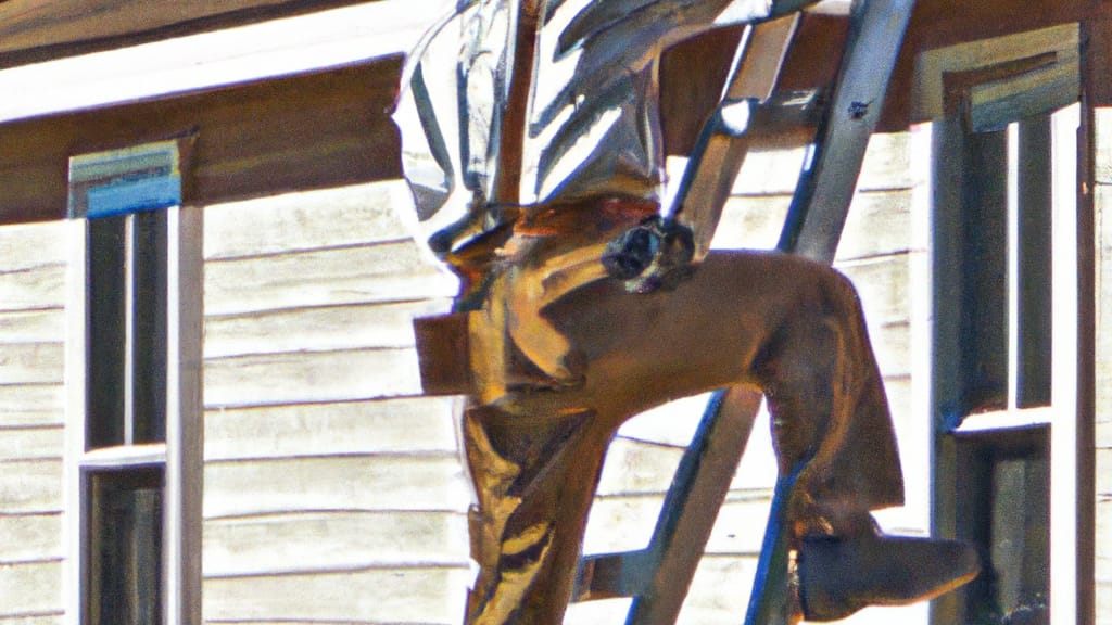 Man climbing ladder on Vacaville, California home to replace roof