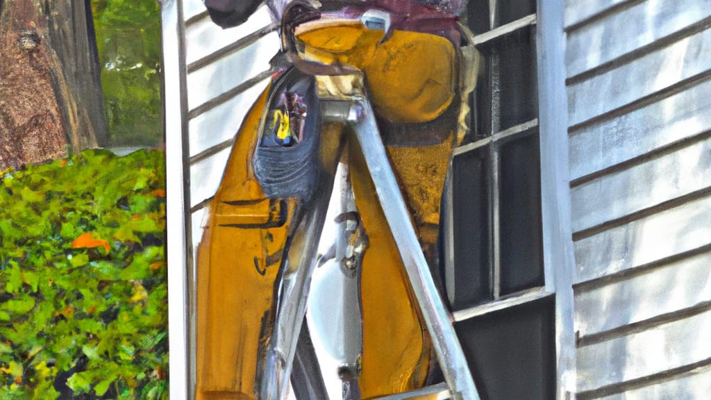 Man climbing ladder on Valdosta, Georgia home to replace roof