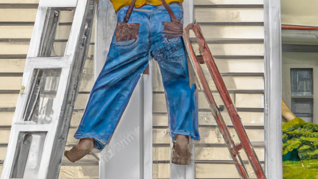 Man climbing ladder on Valparaiso, Indiana home to replace roof