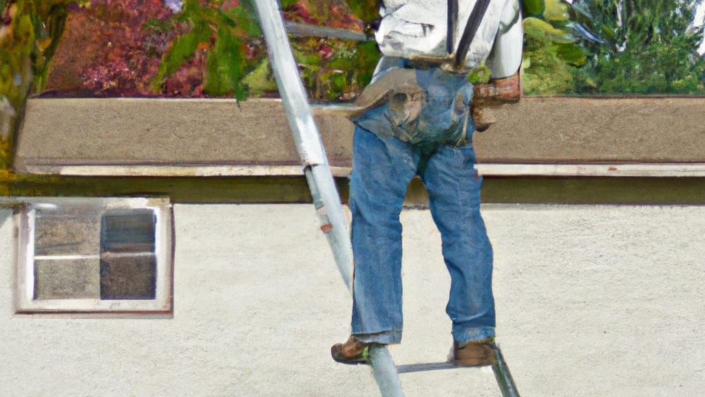 Man climbing ladder on Veradale, Washington home to replace roof