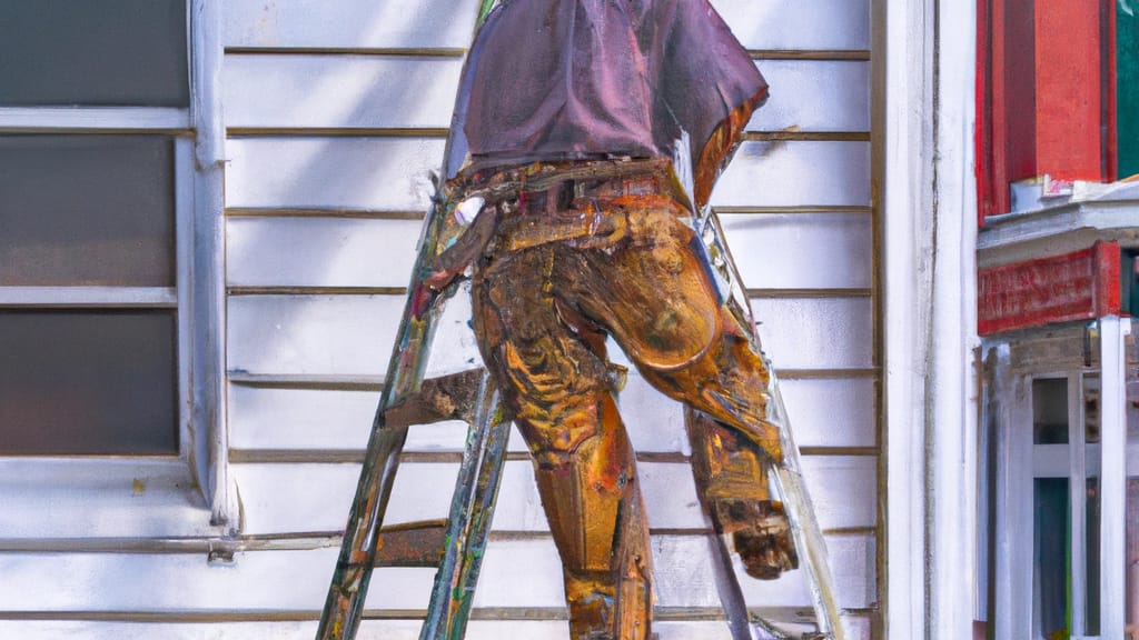 Man climbing ladder on Vienna, West Virginia home to replace roof