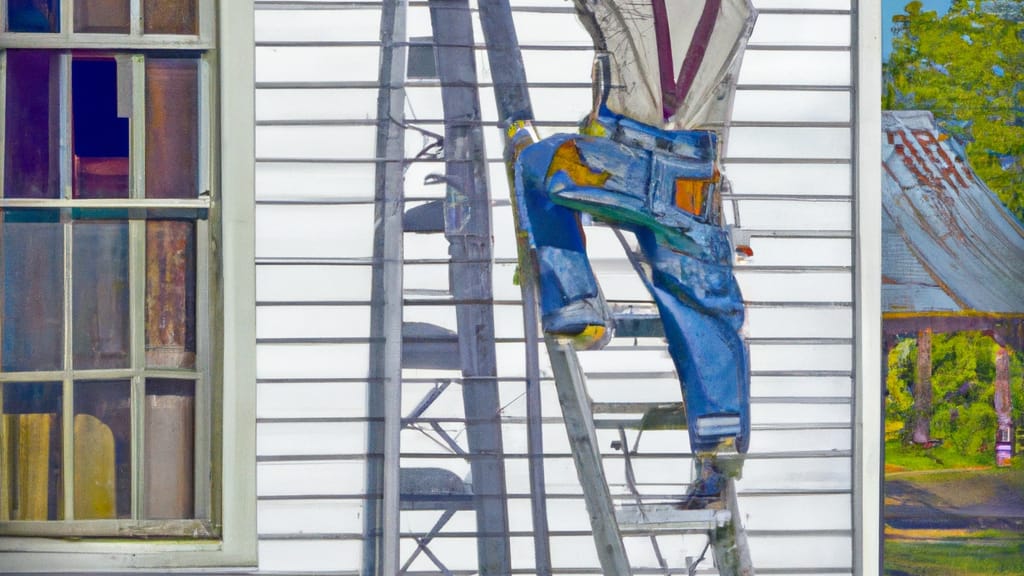 Man climbing ladder on Ville Platte, Louisiana home to replace roof