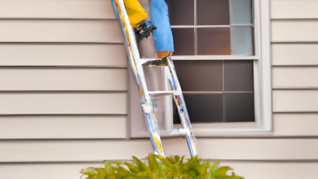 Man climbing ladder on Virginia Beach, Virginia home to replace roof