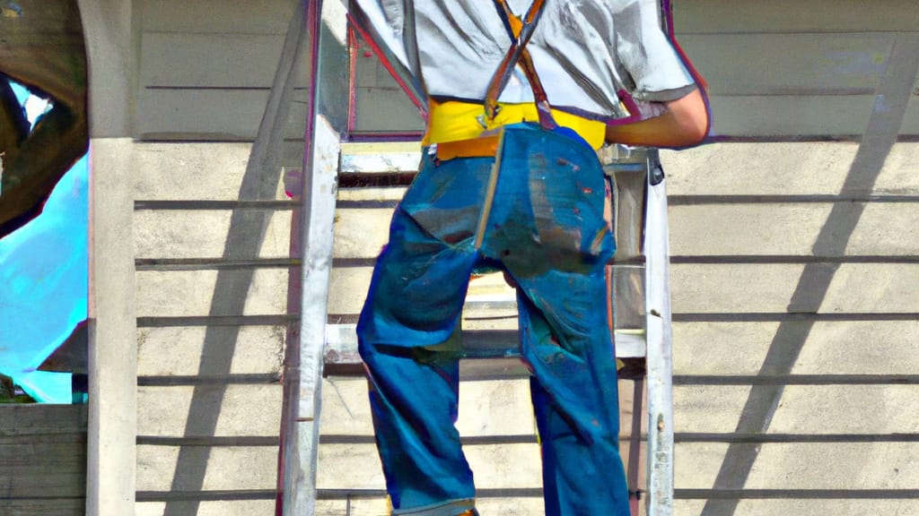 Man climbing ladder on Waco, Texas home to replace roof