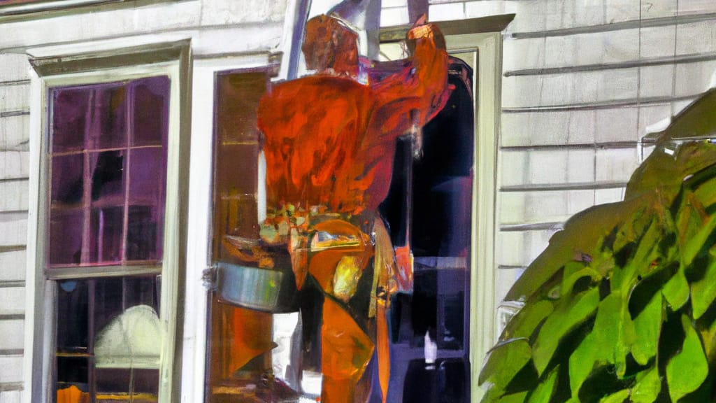 Man climbing ladder on Wadsworth, Ohio home to replace roof