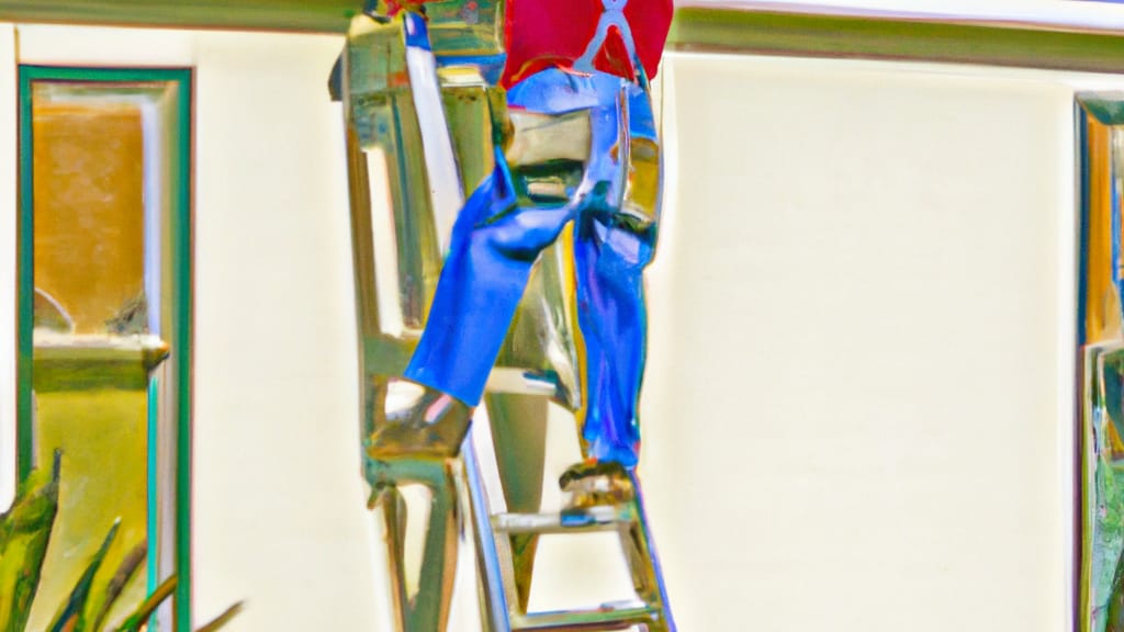 Man climbing ladder on Watsonville, California home to replace roof