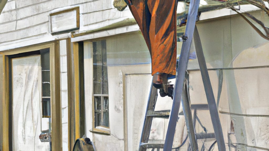Man climbing ladder on Weatherford, Texas home to replace roof