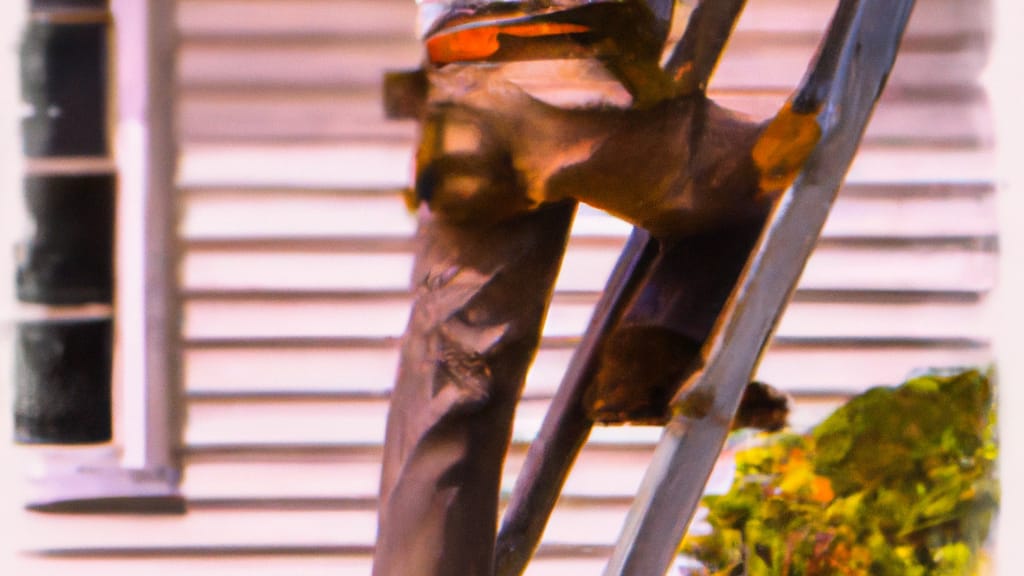 Man climbing ladder on West Columbia, South Carolina home to replace roof