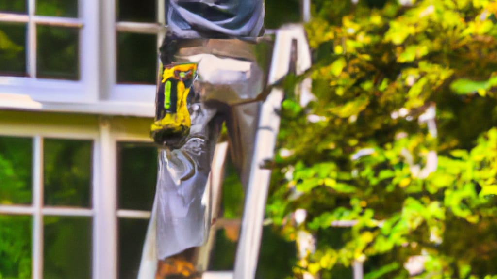 Man climbing ladder on West Greenwich, Rhode Island home to replace roof