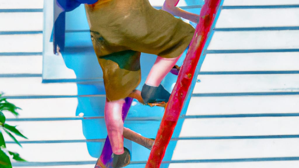 Man climbing ladder on Westchester, Illinois home to replace roof