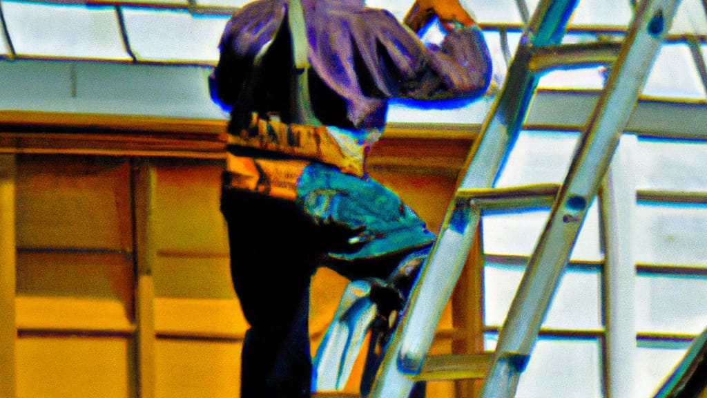 Man climbing ladder on Westland, Michigan home to replace roof