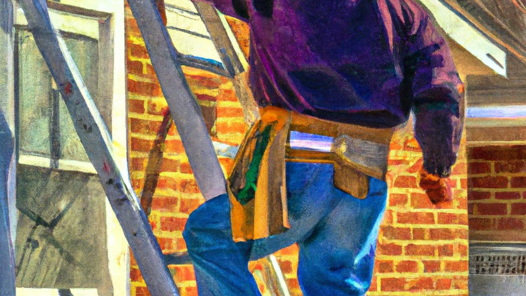 Man climbing ladder on Westminster, Colorado home to replace roof