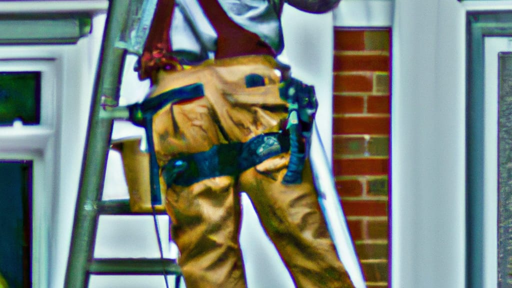 Man climbing ladder on Westminster, Maryland home to replace roof