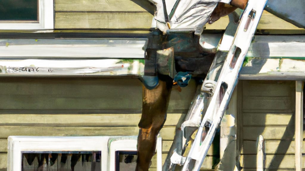 Man climbing ladder on Wildwood, New Jersey home to replace roof