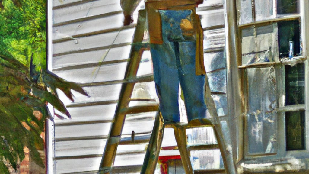 Man climbing ladder on Willow Street, Pennsylvania home to replace roof