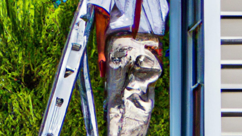 Man climbing ladder on Wilmington, North Carolina home to replace roof
