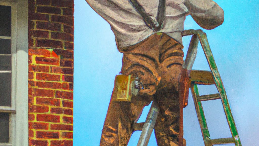 Man climbing ladder on Winchester, Kentucky home to replace roof