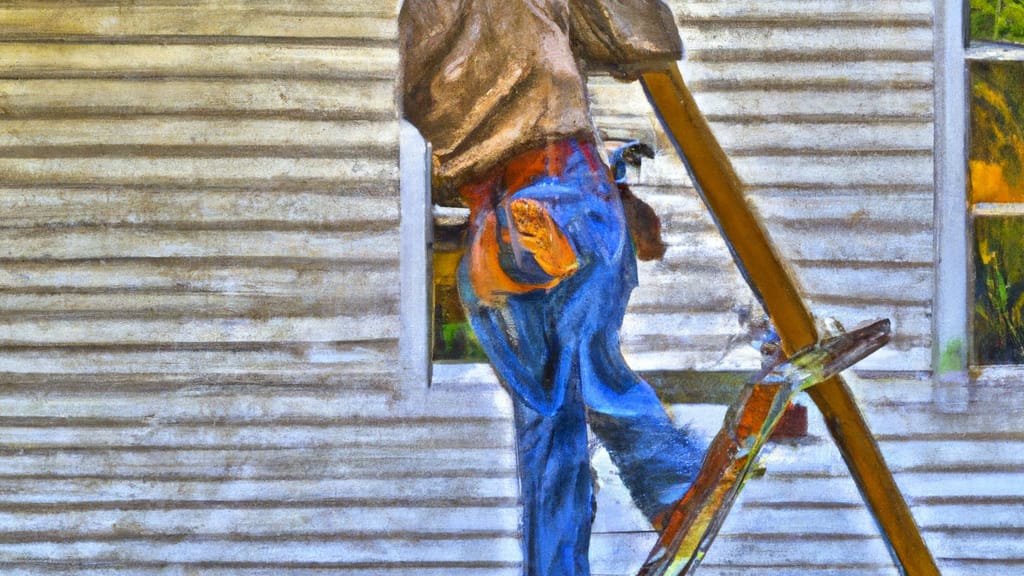 Man climbing ladder on Winder, Georgia home to replace roof