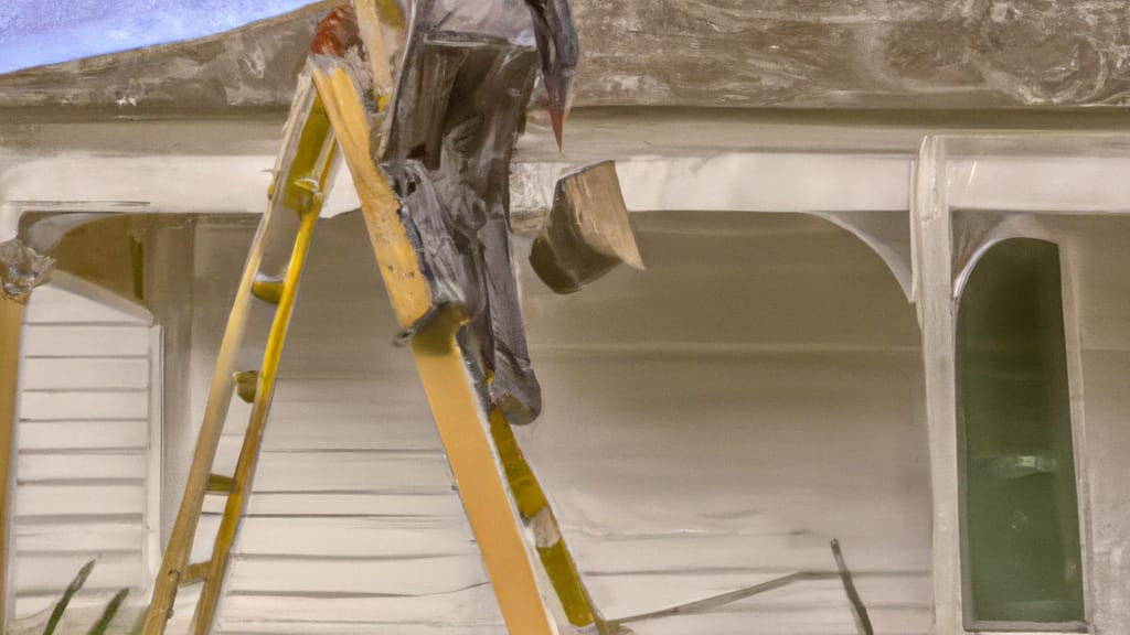 Man climbing ladder on Winnfield, Louisiana home to replace roof