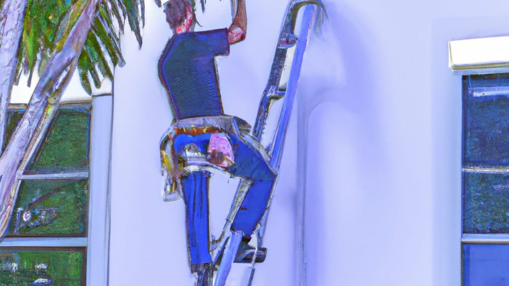Man climbing ladder on Winter Garden, Florida home to replace roof