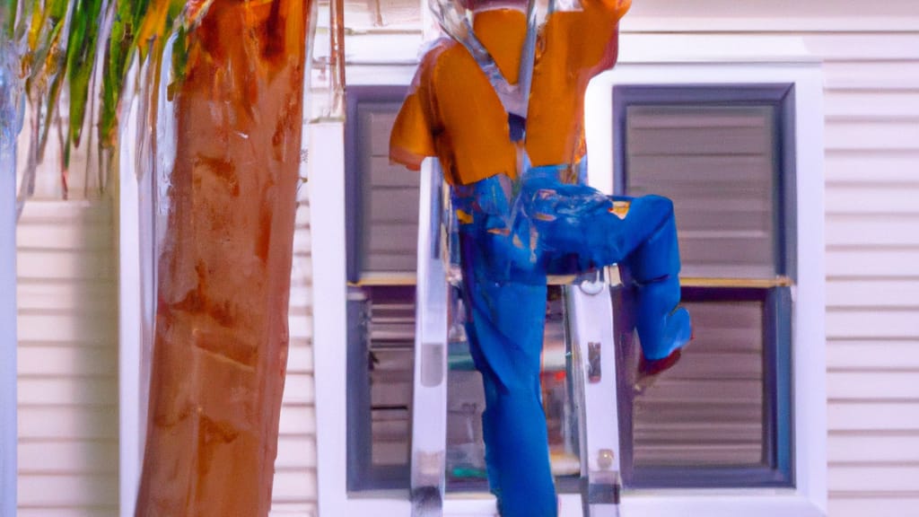 Man climbing ladder on Winter Park, Florida home to replace roof