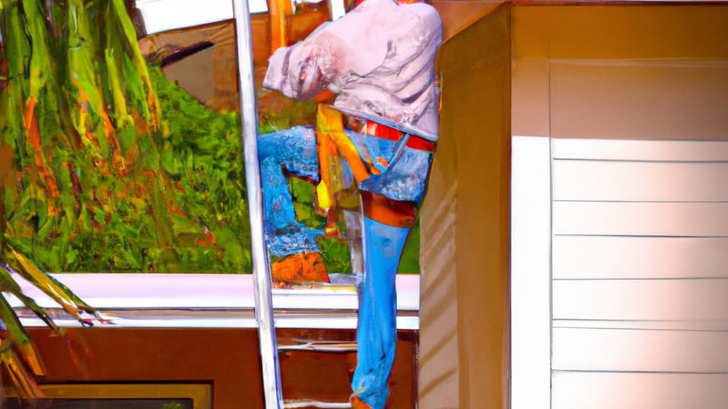Man climbing ladder on Winter Springs, Florida home to replace roof