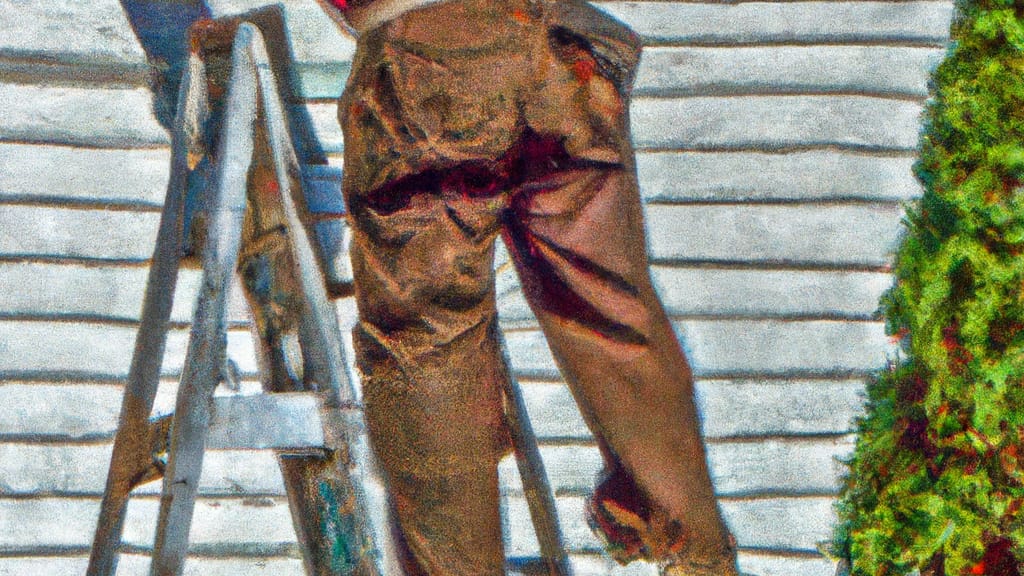 Man climbing ladder on Worth, Illinois home to replace roof