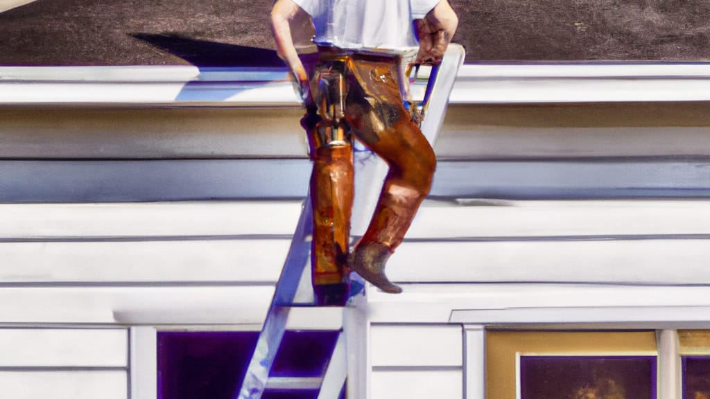 Man climbing ladder on Wylie, Texas home to replace roof