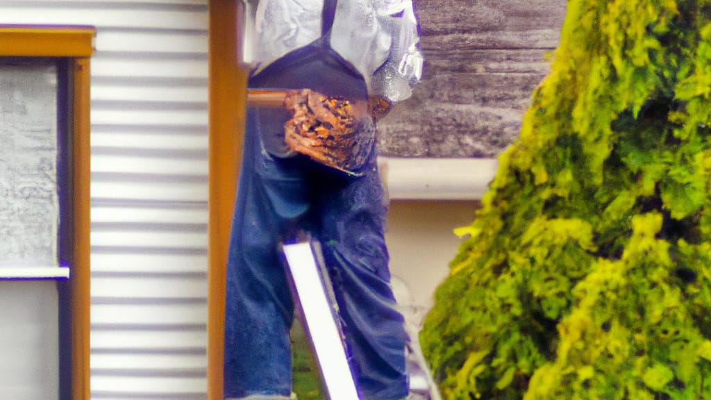 Man climbing ladder on Yelm, Washington home to replace roof