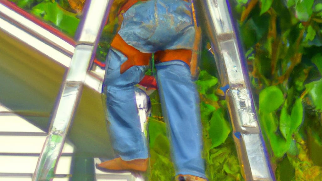 Man climbing ladder on Yulee, Florida home to replace roof