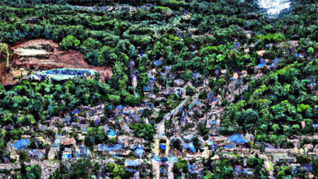 Russellville, Alabama painted from the sky