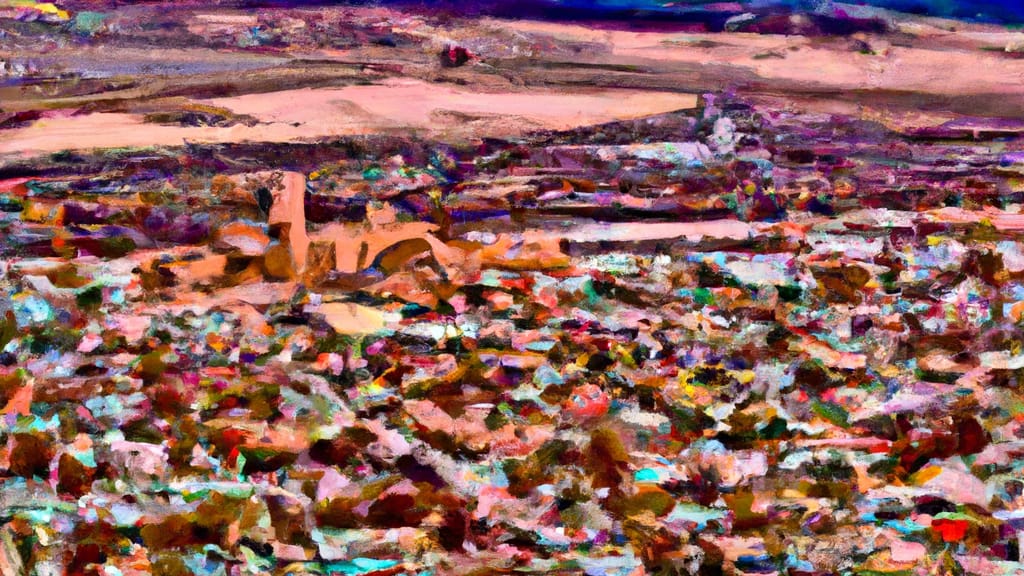 Santa Fe, New Mexico painted from the sky