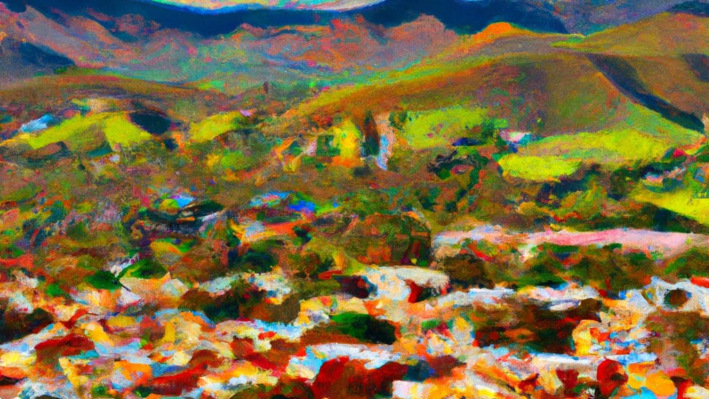 Santa Paula, California painted from the sky