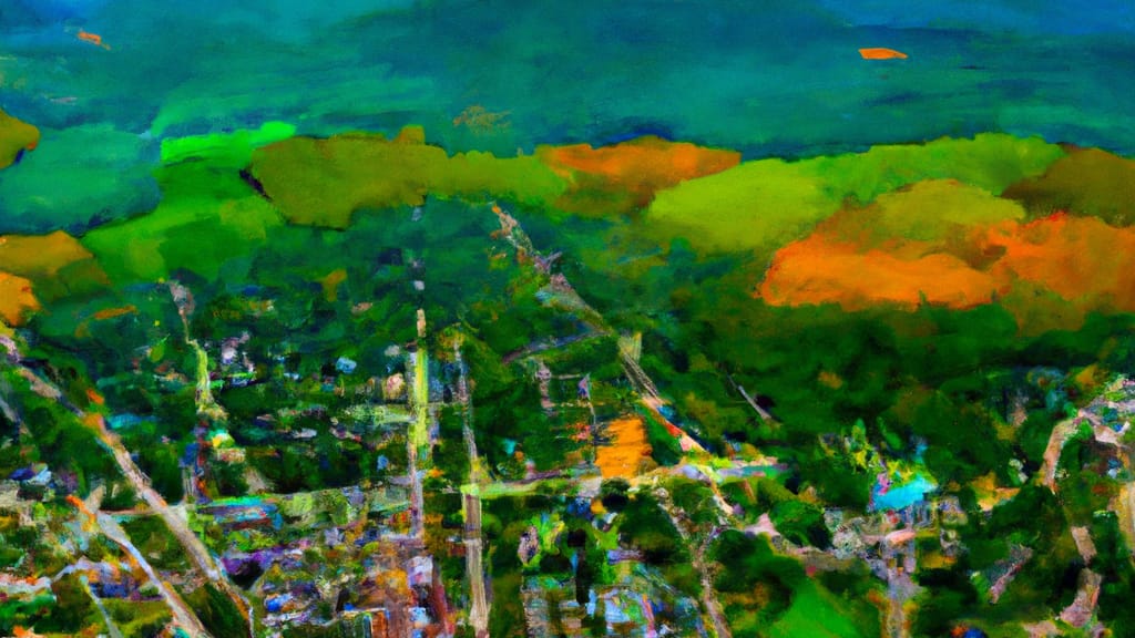 Shelburne, Vermont painted from the sky